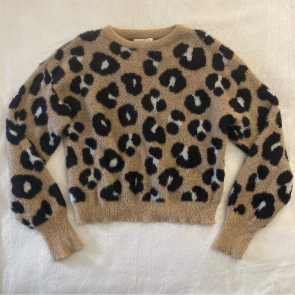Super Warm LEOPARD PRINT COZY FUZZY Boho Sweater M